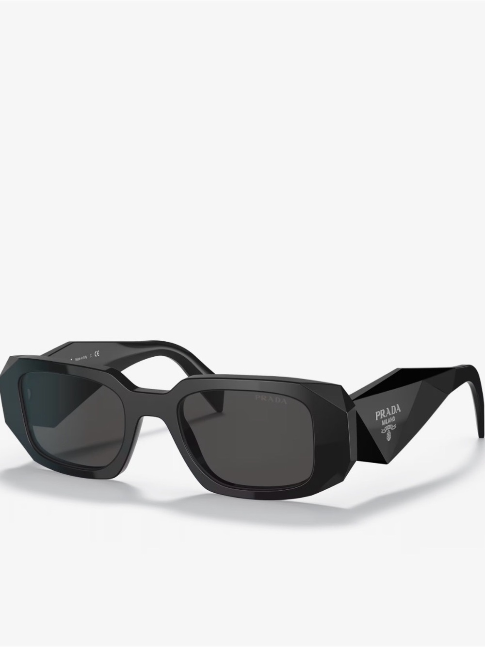 Prada Black Faceted Geometric Sunglasses